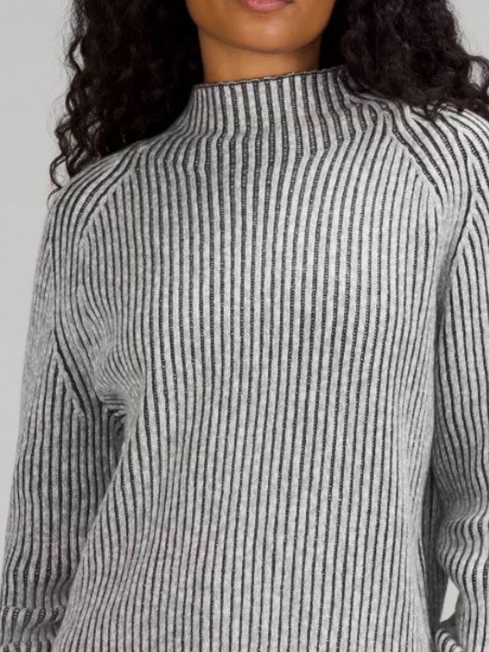 lululemon athletica Ribbed Mock Neck Sweater in Heather Gray - Cotton & Cashmere